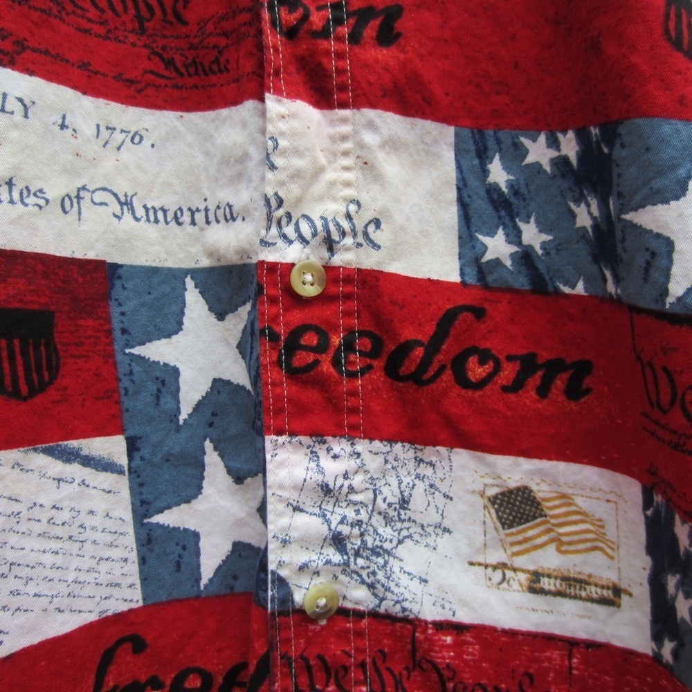 Cotton Traders‎ Sport Patriotic Button Down Shirt Men's L short sleeves USA Flag - Picture 2 of 12